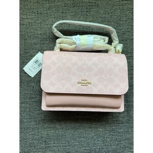 COACH Powder Pink Klare Crossbody Bag in Signature Canvas